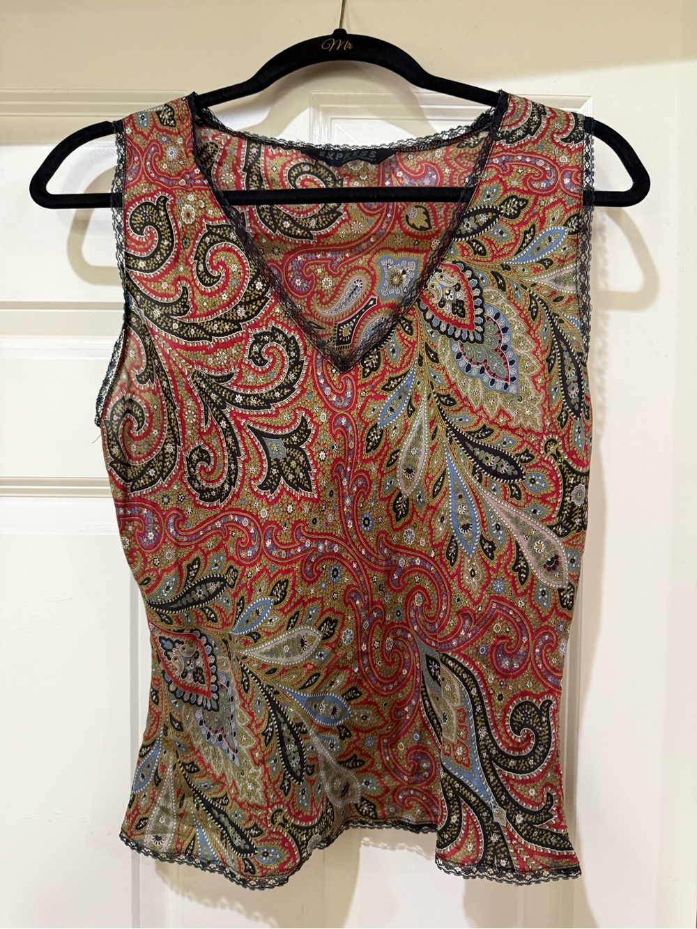 Vintage Express Sleeveless 100% Silk Paisley Blouse